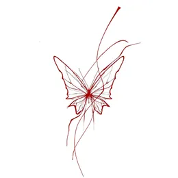 Schmetterling Tattoo Aufkleber wasserdicht weibliche weibliche langlebige rote Linie Schmetterling Farbe Hochwertiger Simulationsschlüsselblatt Aufkleber 240523