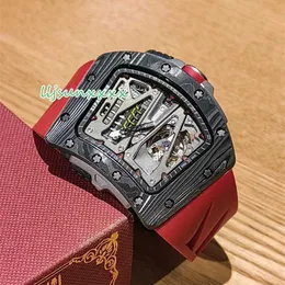 디자이너 WACTCH RM70 자동 기계식 시계 남성 시계 카본 브레이즈 다이얼 시계 비즈니스 비즈니스 및 팬 모양 중공 플라이휠 시계와 스포츠