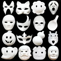 Party Masks White Unpainted Face Plain/Blank Paper Pp Mask Diy Dancing Christmas Halloween Masquerade With String 0523