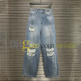 Jeans strappato designer estivo ampio pantaloni in jeans pantaloni punk in stile maiale cavo pantaloni a bassa vita jeans streetwear