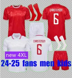 2024 2025 Euro Pokal Nationalmannschaft 24 25 Fußball Dänemark Football Trikot Hemd Kids Kit voll zu Hause rotem Weg weiße Männer Uniform Christensen Jensen Eriksen