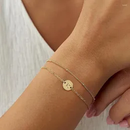 Link Bracelets Presentes de Páscoa para meninas 14K Gold Plated Women Women Letter Bracelet Disco