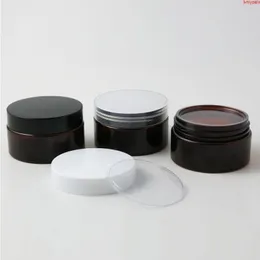 30 x DIY 100g vazio jarro de creme de estimação âmbar com pálpebras clara de plástico branco preto e selo de estimação de 100 ml jarcsmetic contêinerhigh qualidade msjib