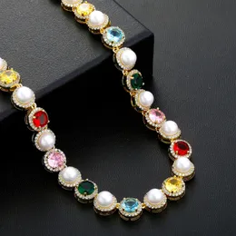 10 mm kolorowy skalisty cukierki Pearl Choker łańcuch Naszyjka Bransoletka mężczyzn Zestaw biżuterii dla kobiet