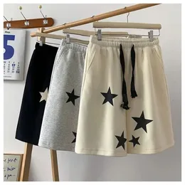 Shorts Star Print Cotton Jogger für Frauen Sommershorts hohe Taille Wide Leg Jogbants Harajuku Y2K Sport laufen lose Shorts 240514