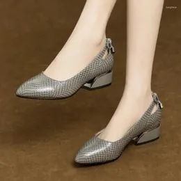 Casual Shoes 2024 Temperament Högkvalitativt kvinnors slip-on ladies klackar mode bow kontor och professionell spetsig tå
