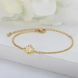 ICFTZWE SUN HOLLOW BRACHELETS FÖR KVINNA ROINTLATS STÅL HAND Kedja Vintage Sunflower Anklet Boho Foot Smycken Tillbehör 240515