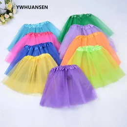 Saias Saias Ywhuansen Vestido de festa de festa de 3 camadas de garotas Princesa Imagem branca dança infantil verão curto saias menina roupas wx5.21