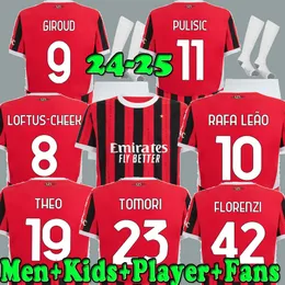 24 25 koszulka piłkarska Milans Pulisic AC Giroud Theo Rafa Leao Football Shirt 2024 2025 Fani graczy Mężczyźni Kit Kit Loftus-Cheek Jovic Florenzi Adli Tomori Reijnders