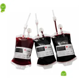 Andere Event -Party liefert neue 3/5/10 Pack PVC Vampire Blutbeutel 400 ml wiederverwendbare Juice Energy Drink Halloween Cosplay Dekorationen Hor Dh4jf