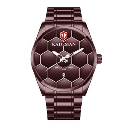Kademan Marke High Definition Luminous Herren Watch Quarzkalender Uhren Freizeit Einfache Fußballstruktur Edelstahl Band Armband 266X