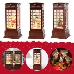 Dekorativa figurer 23 cm vattenlykta batteri drivs Xmas Snow Globe Phone Booth Festival Ornament Tablett Lanterns jul
