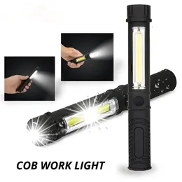 Multifunktionsfackla COB LED Portable Reparation Mini Ficklight Pen Work Light Inspection Lamp Magnetic Base Waterproof Används för camping LL