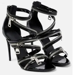 Summer Sandals Slim Women Zipper Fashion High Heel Sexy Nightclub Party Show Women's Shoes Storlek 35- 18F 'S