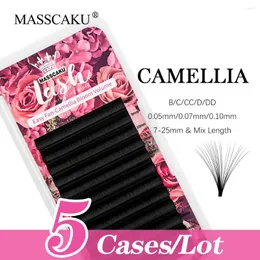 Cílios falsos 5Cases/lote Masscaku de alta qualidade 0,05/0,07/0,10 mm C D Curl 8-20mm e comprimento misto Flor de floração automática Rapiding Lashes