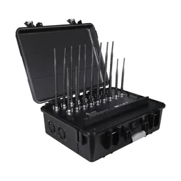 World First Mächtiger Aktentoffer 18 Antennenmarmer Mer Shields 2G 3G 4G 5G GPSL1 GPSL2-L5 GPSL3-L4 WiFi RFI RF315MHz 433 MHz 868MHz Lojack 158W Ausgangsstromabdeckung bis zu 100 m