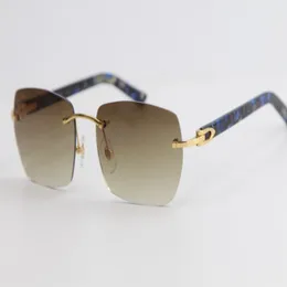 Großhandel Randless Marmorplanke Sonnenbrille 8100905 große quadratische Sonnenbrille Metall Rahmen Einfacher Freizeit geometnische Brillenformen 271b