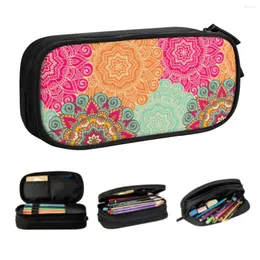 Custom Mandala Flower Deanfun Colorful Kawaii Pencil Case Boys Gilrs Large Capacity Box Student School