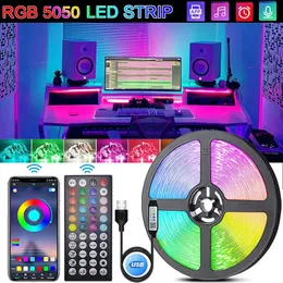 RGB -LED -Streifenleuchten 5050 USB LED Light WiFi App Steuerelement Luces LED Flexible Lampe Klebeband für TV -Hintergrundbeleuchtung Raumdekor Leuchtdiode 240510