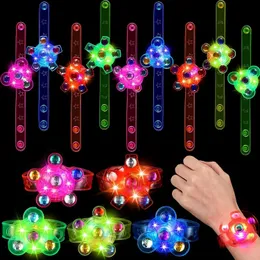 LED TOYS CHILDRENS LUMINOUS WATEL LED LIGHT UP FIDGET ROTENG TOY ROTETING GYROSCOPE WATCH ON THE DARK PARTYギフトパーティーサプリ