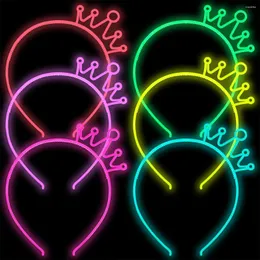 Party Decoration 6pcs Fluorescent Hair Hoop Plastic Headband Glow In The Dark Supplies Po Booth For Kids Adults Birthday Wedding Decor