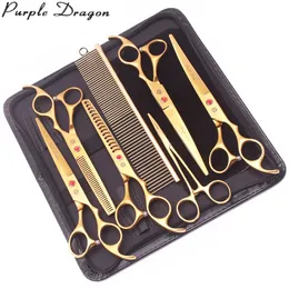 Purple Dragon Pet Scissors 7 Docs Dog Docissors Kit Straight Shears Thernning Shears chunker shears Z3003 240522