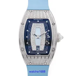 Designer RM RM Army Watch RM007 Stylische neue hochwertige mechanische Designerin Automatische Tourbillon-Bewegung Chronograph Diamond Pave Luxury White Gold Watch