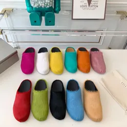 Końcowe futrne kapcie Kobiety luksusowe marki buty okrągłe palce damskie slajdy horsehair najwyższą jakość fabrycznego Fabryki Plus Men Slipper
