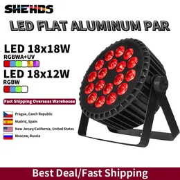 SHEHDS Aluminum Alloy LED Flat Par Lighting18x12W RGBW18x18W RGBWAUV DMX512 Disco Professional Stage DJ Equipment 240516