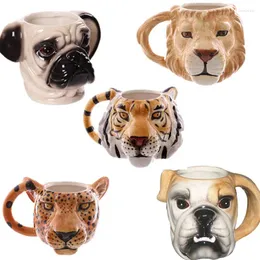 Mugs Realistic Animal Ceramic Cup Porcelain Tea Cups Pottery Drinkware Tableware Coffee Mug Wine Pet Dog Lion Leopard Tiger