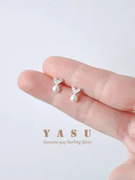 Stud Earrings Yasu Real 925 Sterling Silver 2024 Trend Selling Natural Freshwater Pearl For Women Heart Fine Jewelry Gift