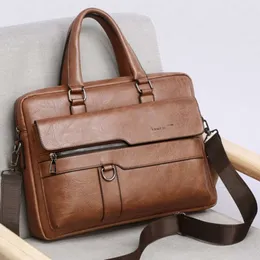 Designer Herren Aktentasche hochwertige Geschäftsmarke PU Lederumbeltasche Bürohandtasche 14-Zoll-Laptop-Tasche