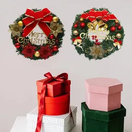 Decorative Flowers Christmas Wreath Bow Bell Flower Wall Door Window Hangings Garland Ornament Year Navidad Party Home Decoration
