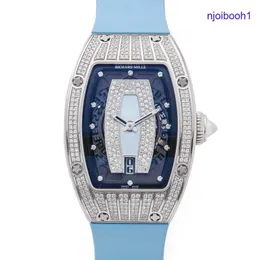 RM Pilot Armband Uhr RM007 Stylische neue hochwertige mechanische Designerin Automatische Tourbillon-Bewegung Chronographen Diamond Pave Luxury White Gold Watch