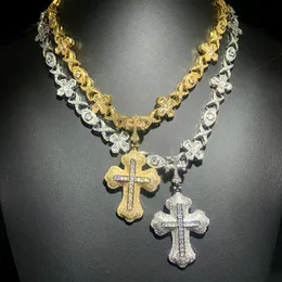 Ciondolo a croce hip hop con occhio Cross Cuban Chain Necklace 5A zircone Mens Jewelry