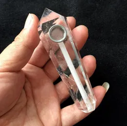 Clear Crystal Quartz Healing Rock Stone Wand Rökpunkter Rör Superkvalitet genomskinlig vit naturlig is semi ädelt pärla ciga1767148