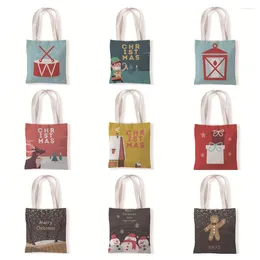 Storage Bags Santa Claus Women Gift Snowman Print Handbags Christmas Girl Tote Eco Reusable Shopping Bag Foldable Shoulder