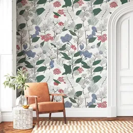 Casca floral e papo de parede de pau papel de contato moderno removível auto adesivo boho decorativo para parede de quarto 240523