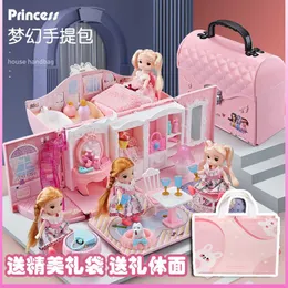 Doll House Accessories Girls family handbag toy princess doll house 3-year-old 6-year-old June 1st gift box Q240522