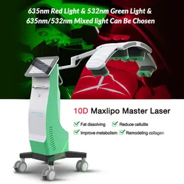 2024 أحدث Maxlipo Master Leight Lovel Defly إزالة الدهون آلة التخسيس 10d الأضواء الخضراء معدات العلاج بالليزر الباردة شكل ليزر ليزر رفيع