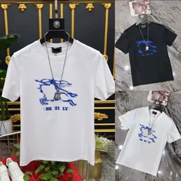 Camiseta superior masculina de designer, camiseta nova de verão, letra de cavalo de guerra bordada bordada de mangas curtas de mangas curtas e feminino de tendência de rua casual de rua