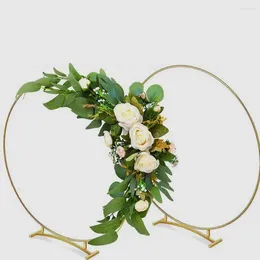 Dekorative Blumen 2 PCs Desktop -Ständer Blumen Mittelstücke für Tische Party Metall Hoop Dekorieren Sie Kranzrahmen Eisen