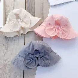 Princess Bucket Girls Big Bow Girl Cap Wide Brim Travel Baby Sun Hat for Kids Accessori 1-3y