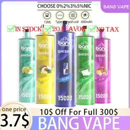 Puff Bang Shisha Bangmvape 15k Vaper Vaper Vapes Pen E Cigarette Puffs 15000 Dessechable TasteFog 18ml 12k 9k 18k 20k 25k