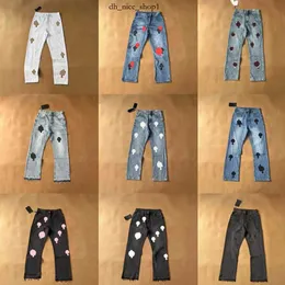 Chromess Pant Designer dżinsy męskie spodnie designerskie dżinsy sanskryc umyte w starym prostym jean sercowym aplikacji krucyfix chrome 564