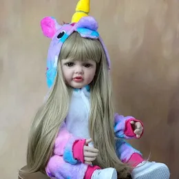 人形bzdoll 55cm長寿命ブロンドの髪と長い髪のあるシリコンボディは、新生児のためのかわいい誕生日プレゼントを備えた赤ちゃん人形を再生しましたS2452307