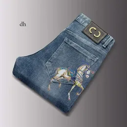 2024New Autumn e Winter New Men's Jeans Slimttitingditing tornozelo algodão elástico juvenil coreano 3d calças longas bc