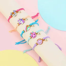 Brange de jóias 5 Donuts fofos Rainbow Bear Butterfly Butterfly Charming Elastic Rope Bracelet for Girls Use como um presente de amizade para cabelos WX5.21