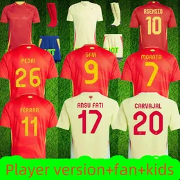 2024 Spanische Jersey Football Jersey National Team Uniform 2425 Ferran Canales Ansu Fati Koke Asnsio Asla Pedri Morata Morata Children's Kit Herren -Fußballhemd