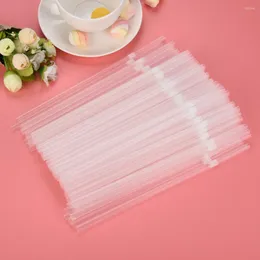 Tek Kullanımlık Bardak Pipetleri 100-300 PCS Şeffaf İçme Plastik Rietjes Kitchenware Bar Partisi İçecek Kokteyl İçeceği